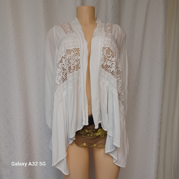 Elevenses  Woman Kenepa White Lace Kimoni Cardigan Sz XS - Picture 4 of 16